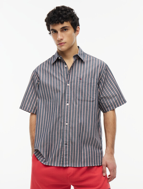 Relaxed Fit Stripe Short Sleeve Shirt