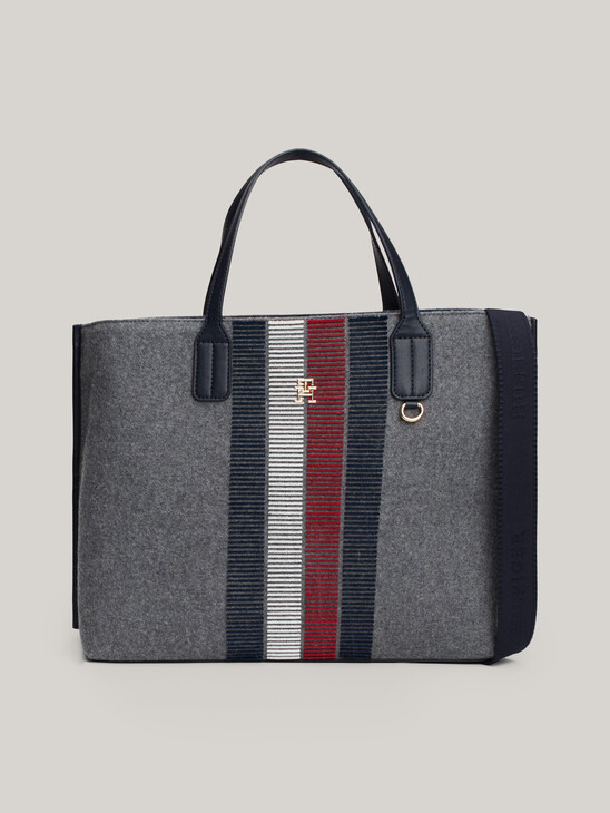 TH Monogram Wool Blend Tote