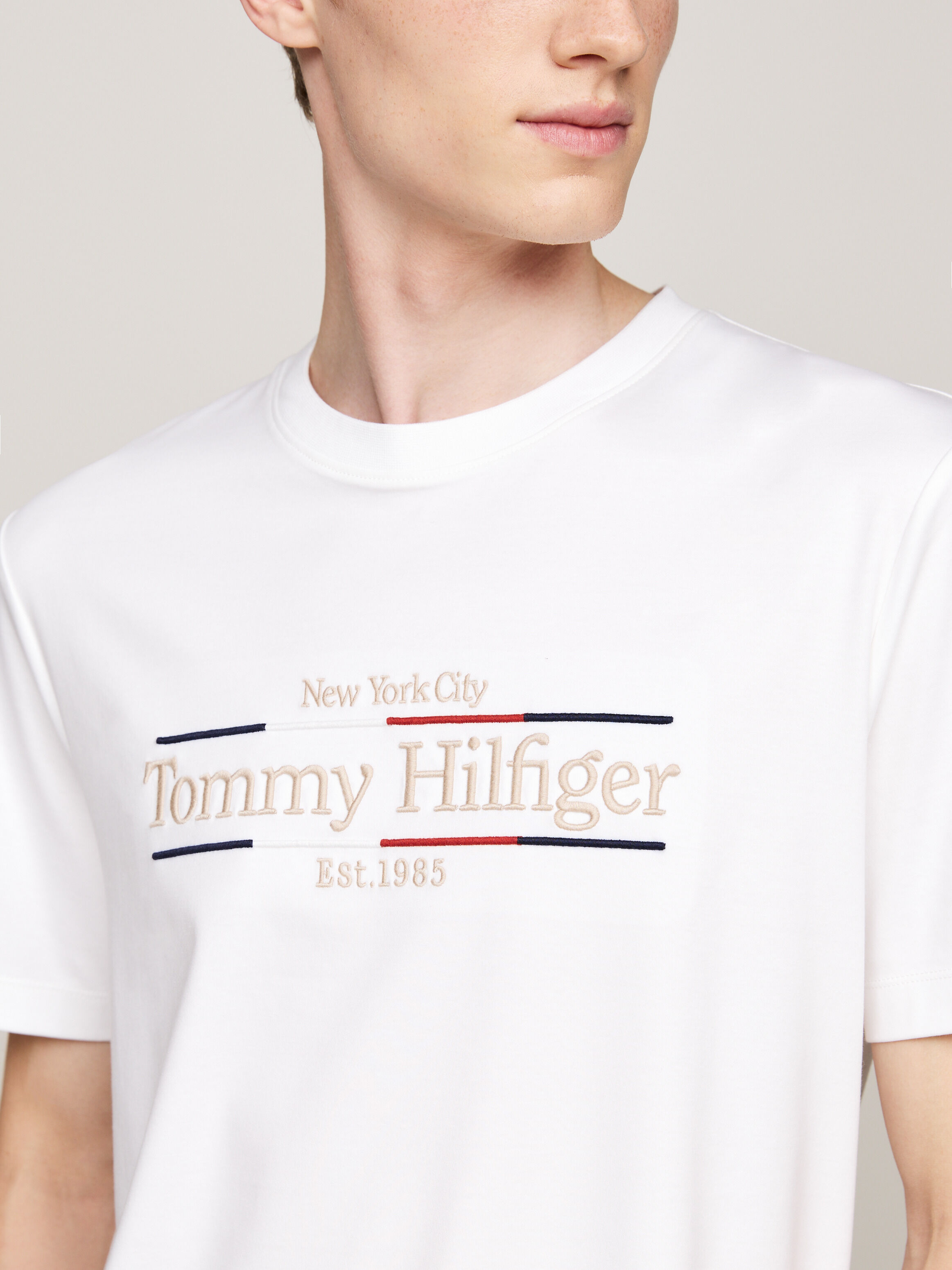 Logo Embroidery Interlock T Shirt natural Tommy Hilfiger Malaysia