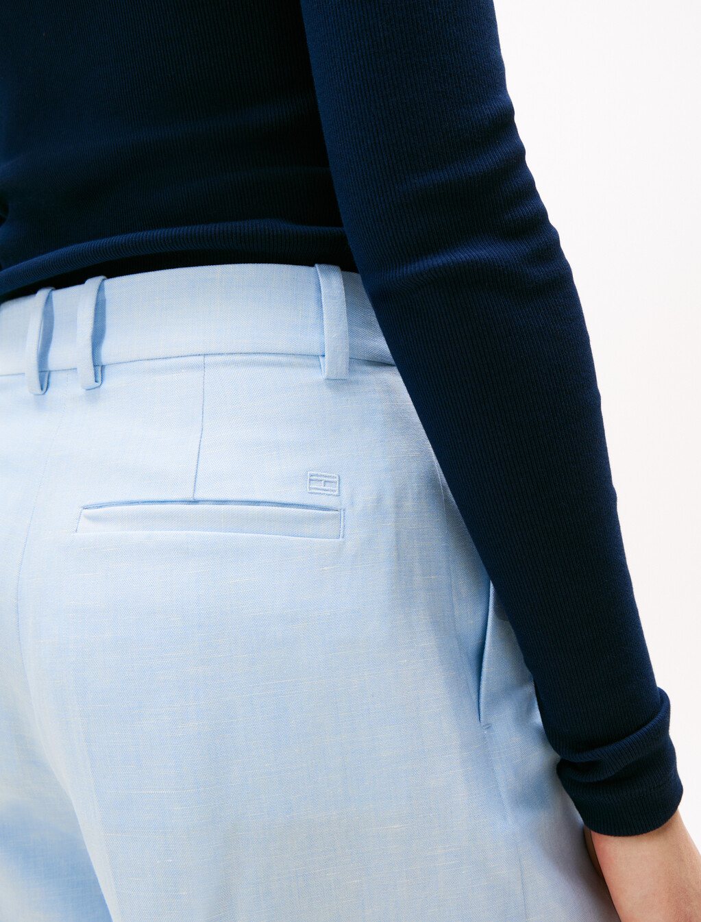Linen Mix Pleated Shorts, Breezy Blue, hi-res