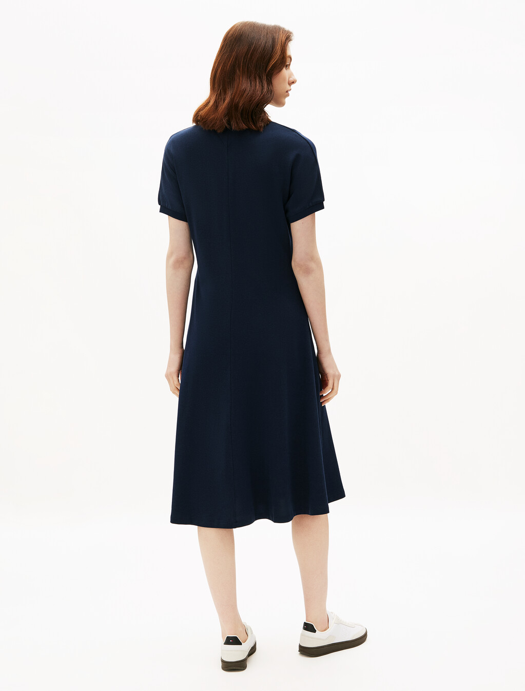 Asia Fit Lyocell Open Neck Midi Dress, Dark Night Navy, hi-res