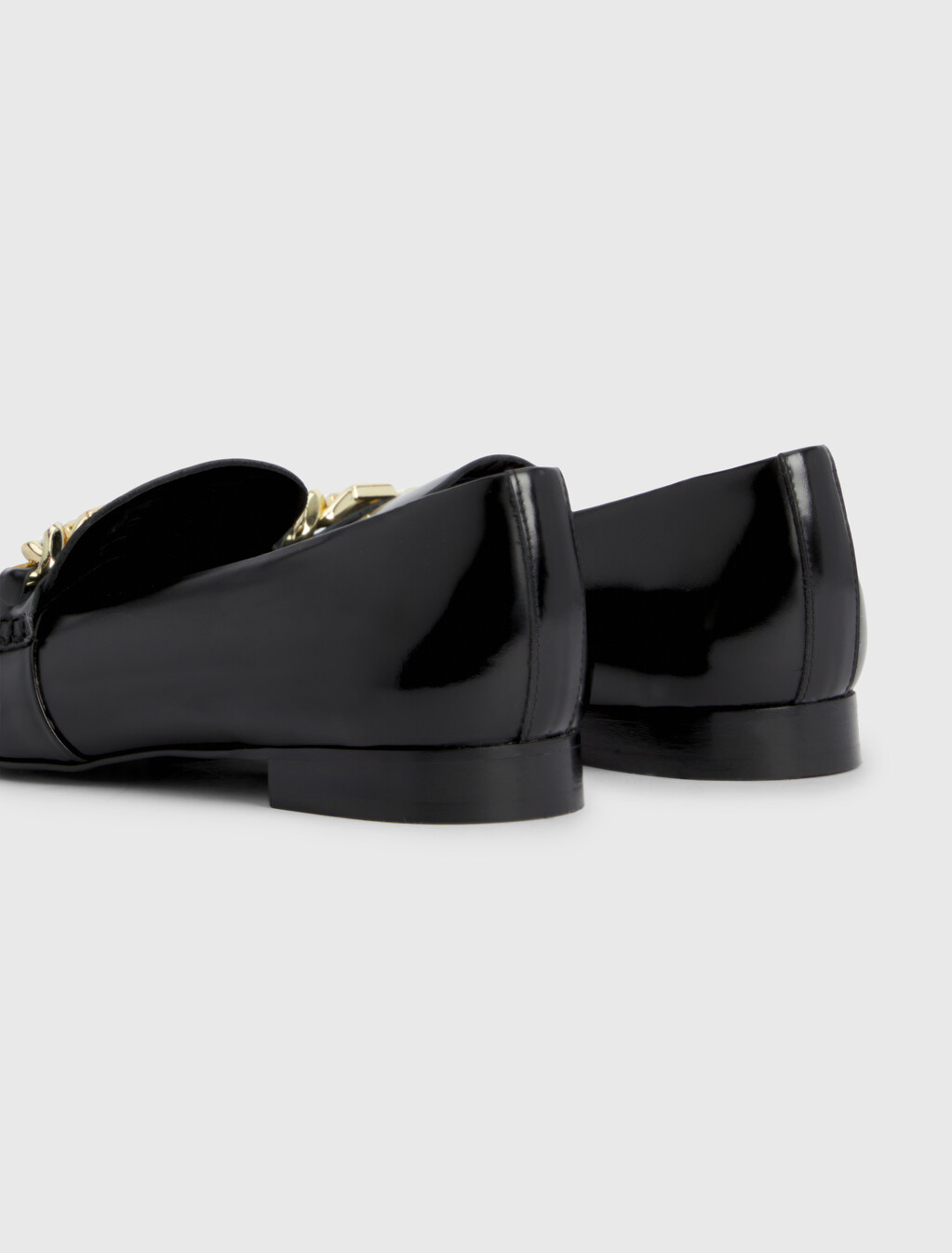 Leather Pointed Toe Chain Ballerinas, Black, hi-res