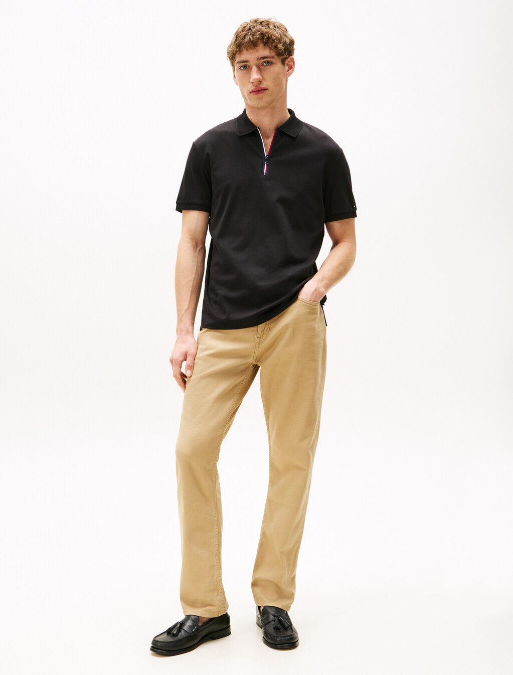Interlock Zip Regular Polo, Black, hi-res