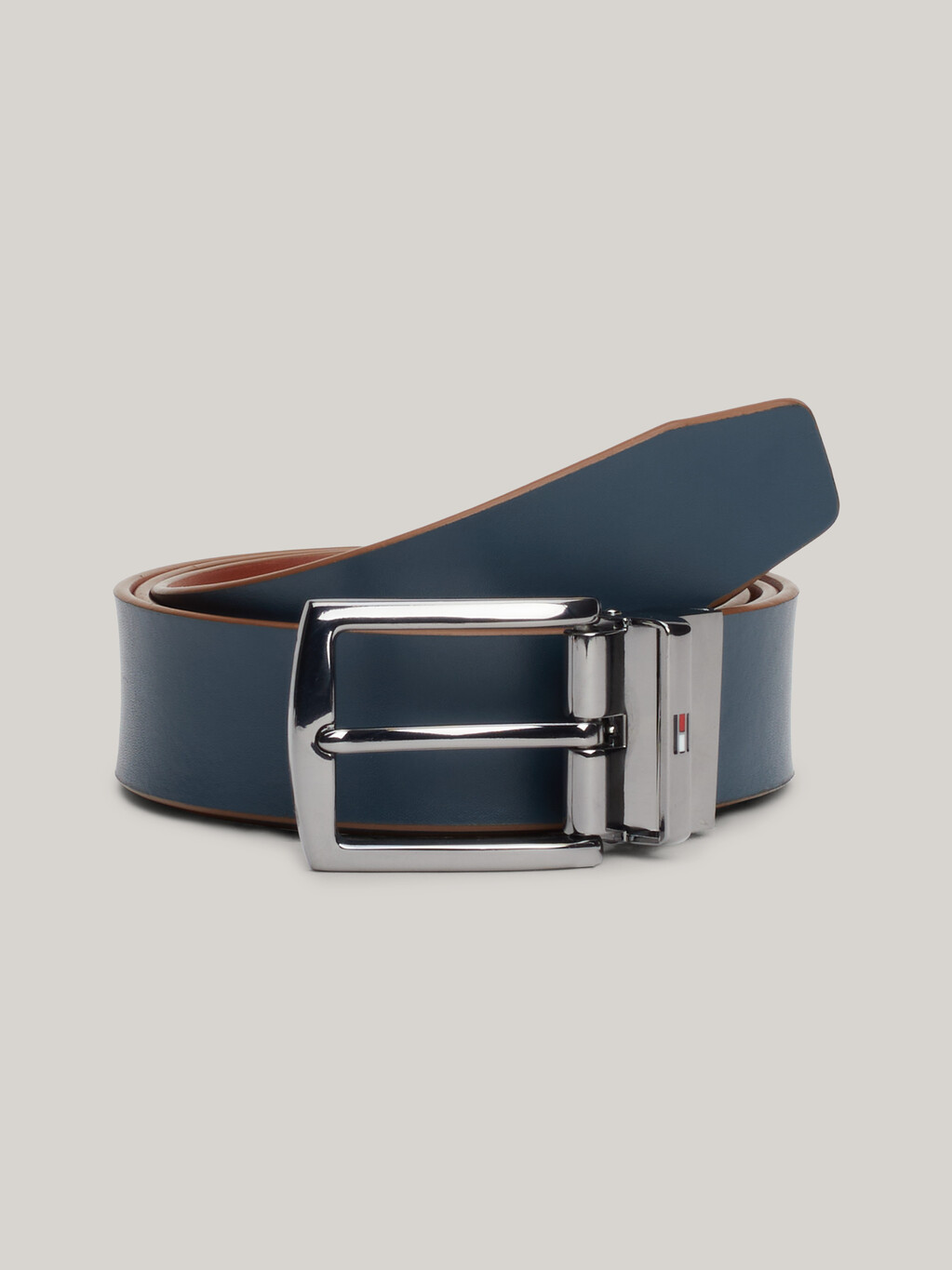 Denton Reversible Square Buckle Leather Belt, Military Denim / Tan, hi-res