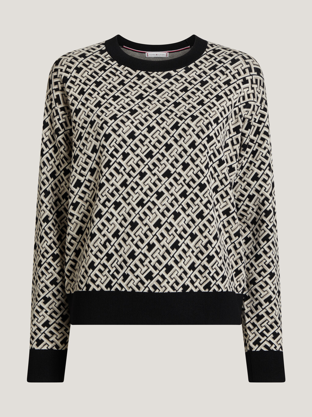 TH Monogram Jacquard Sweater, Bevelled Monogram/ Black, hi-res
