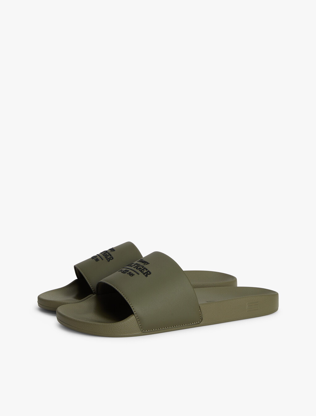 Logo Embroidery Pool Slides, Army Green, hi-res