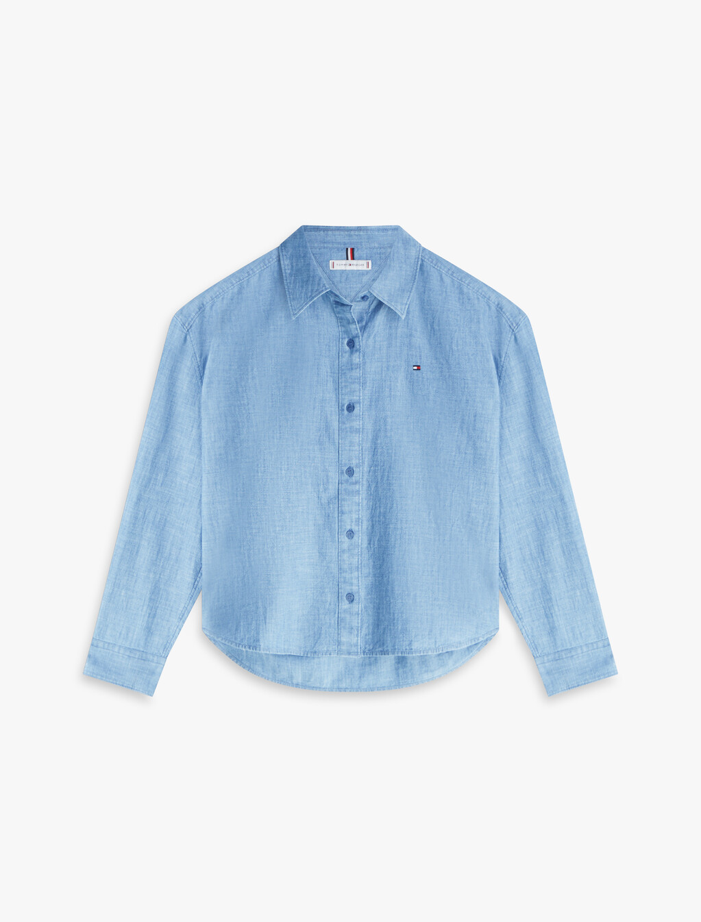 Asia Fit Chambray Long Sleeve shirt, Mid Wash Blue, hi-res