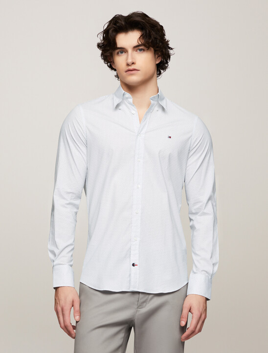 Stretch Micro Print Slim Shirt