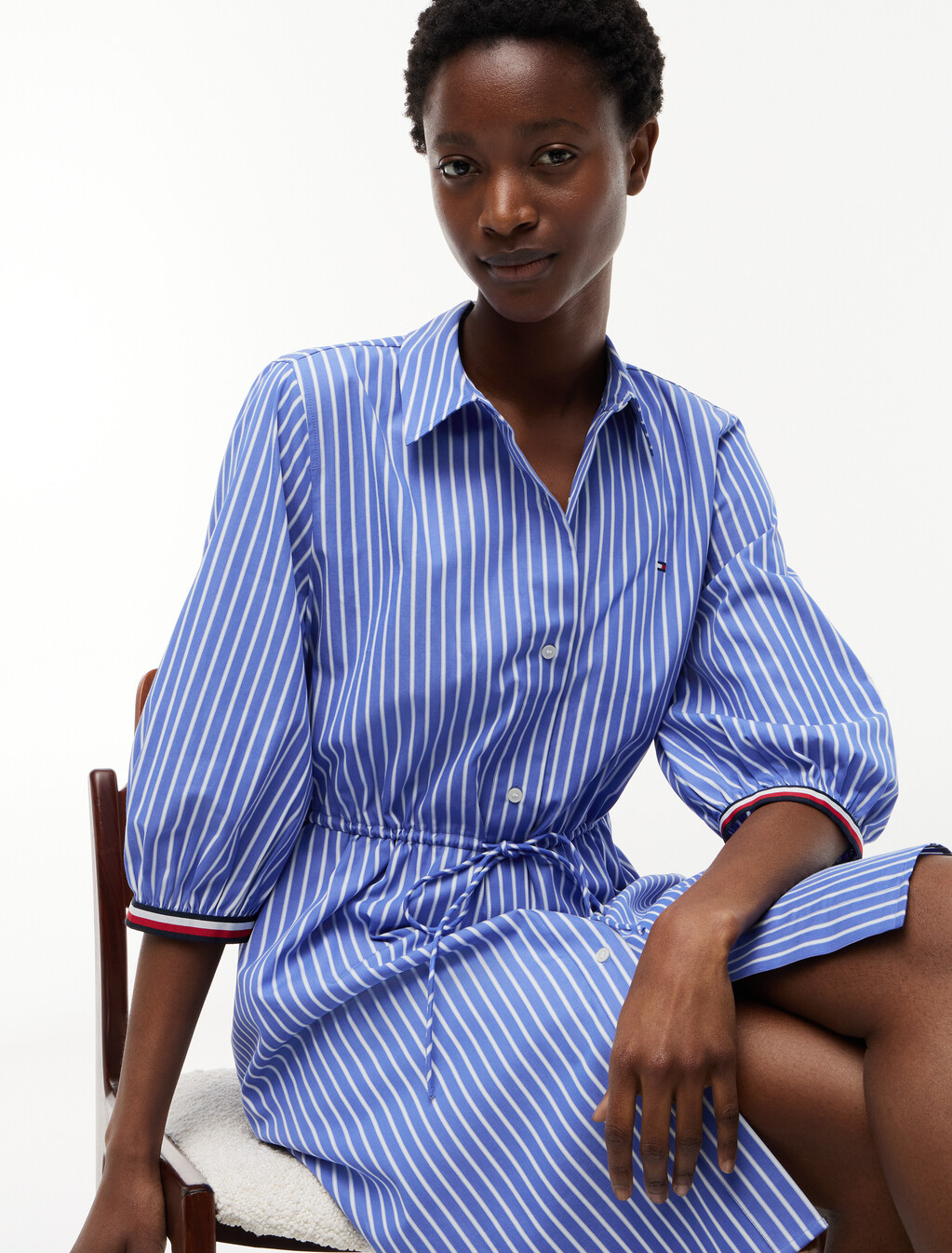 Poplin Relaxed Shirt Dress, Stacking Stp/ Verona Blue, hi-res