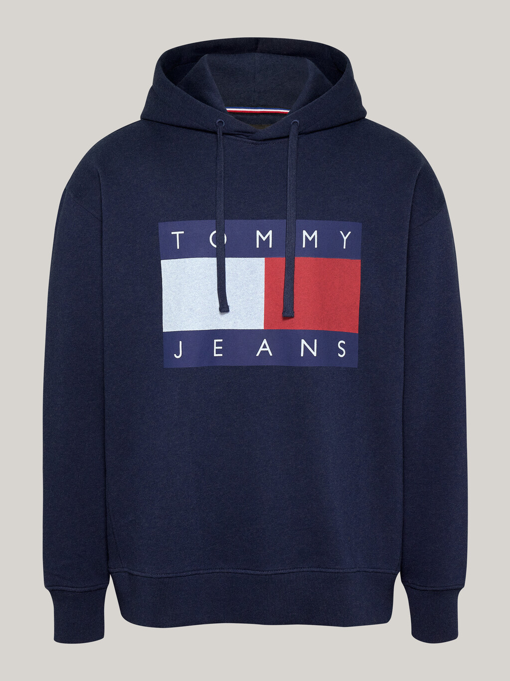 Tommy Flag Badge Mélange Relaxed Hoody, Dark Night Navy Melange, hi-res