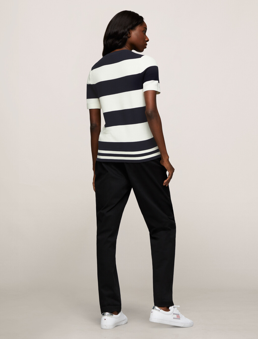 Rugby Stripe Short Sleeve Sweater, Desert Sky, hi-res