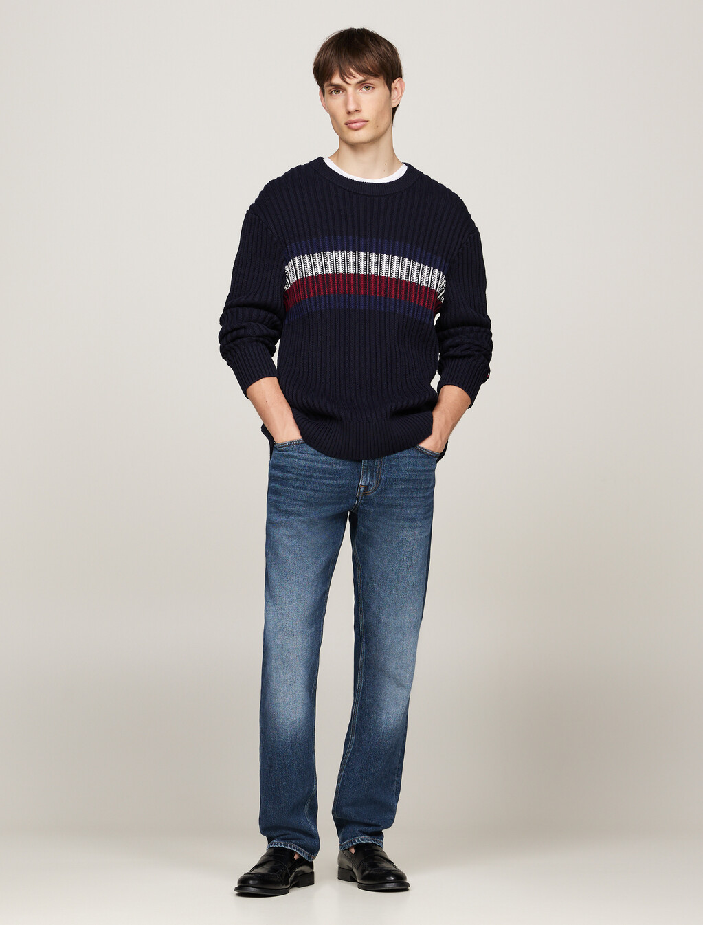 Chunky Rib-Knit Relaxed Jumper, Desert Sky, hi-res