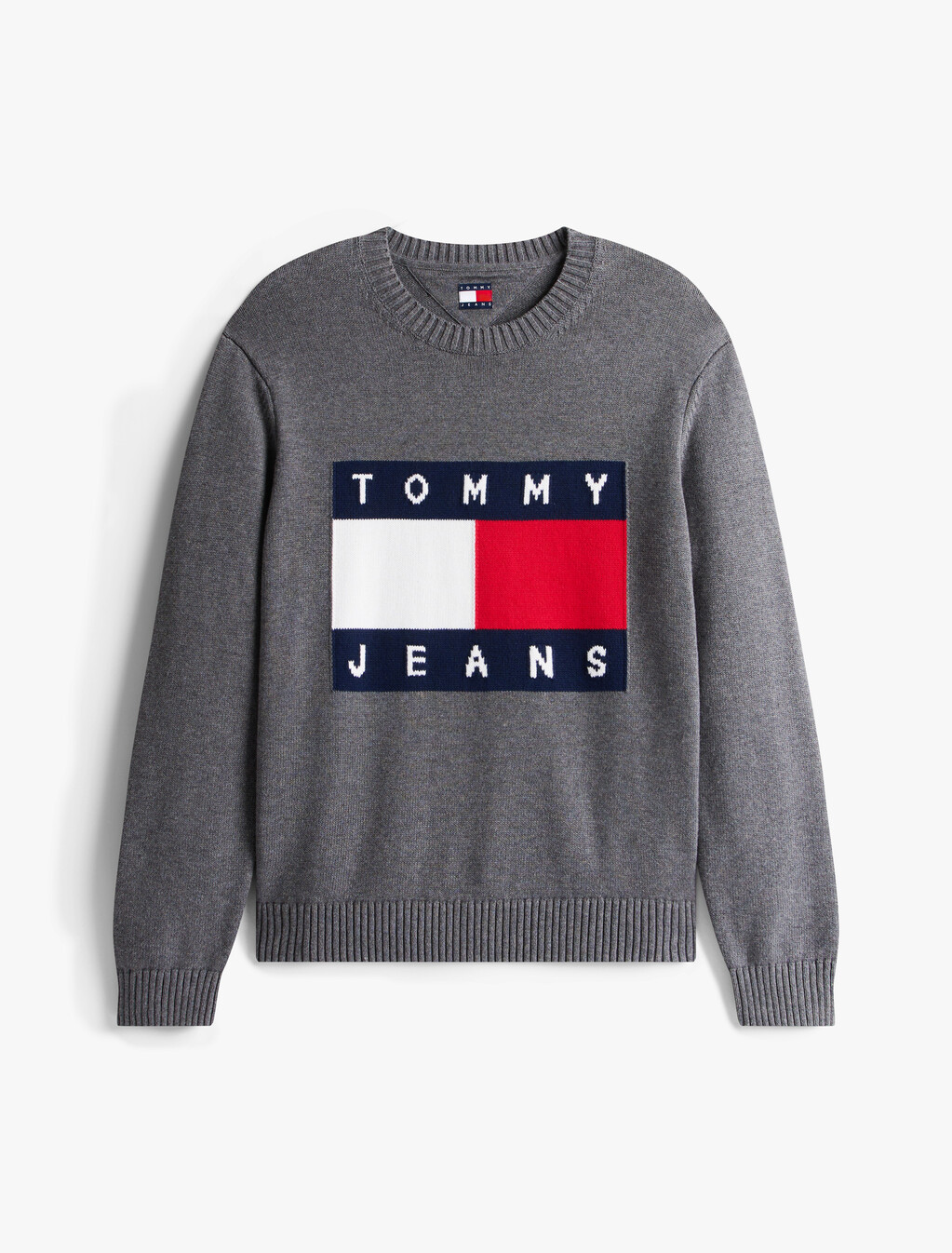 Intarsia Flag Badge Mélange Jumper, Black Htr, hi-res