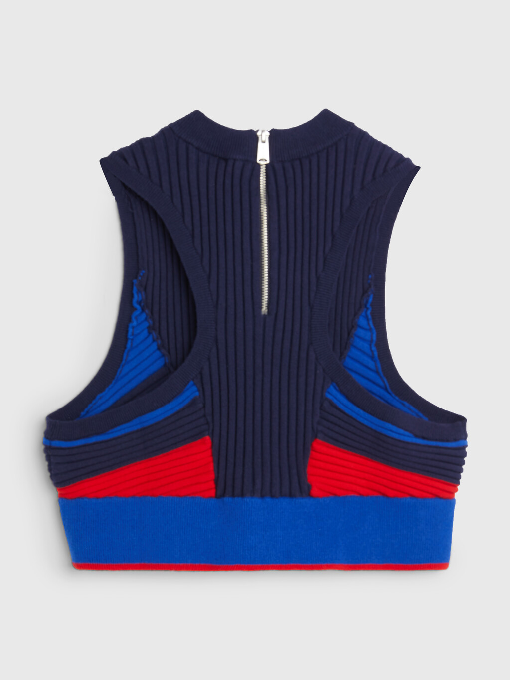 KNITTED RACERBACK CROP TOP, Yale Navy, hi-res
