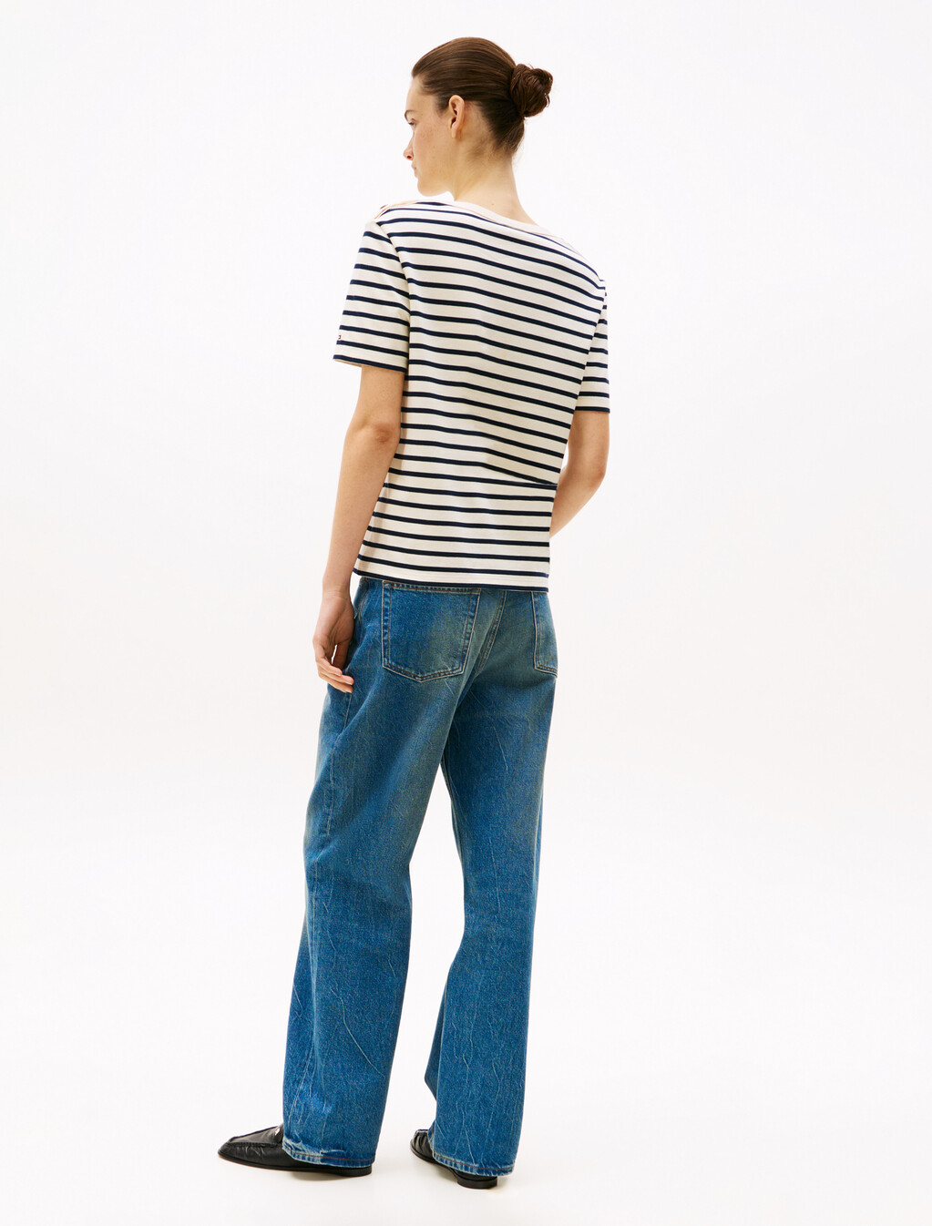Stripe Boat Neck Relaxed T-Shirt, Calico/Dark Night Navy Stp, hi-res