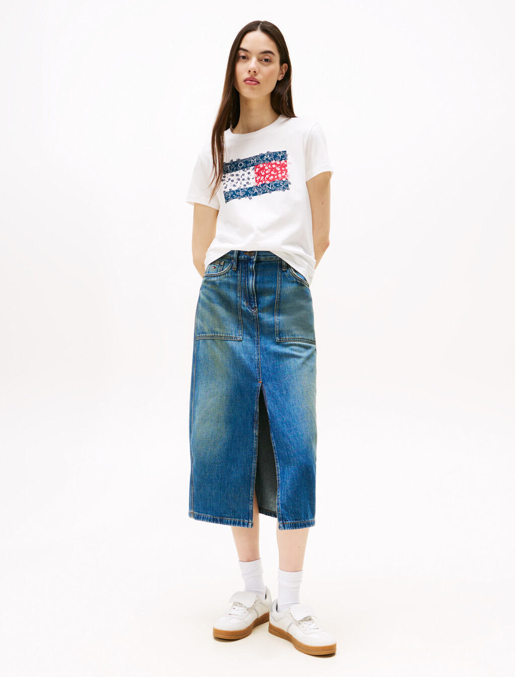 Claire Utility Midi Denim Skirt, Denim Medium, hi-res