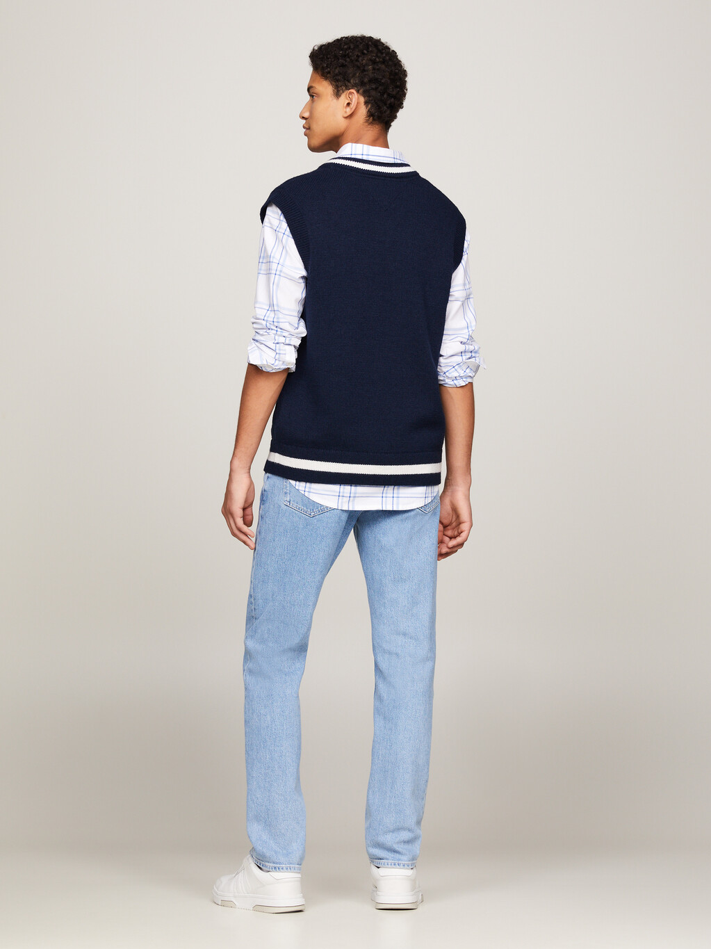 Essential Tipped Sweater Vest, Dark Night Navy, hi-res