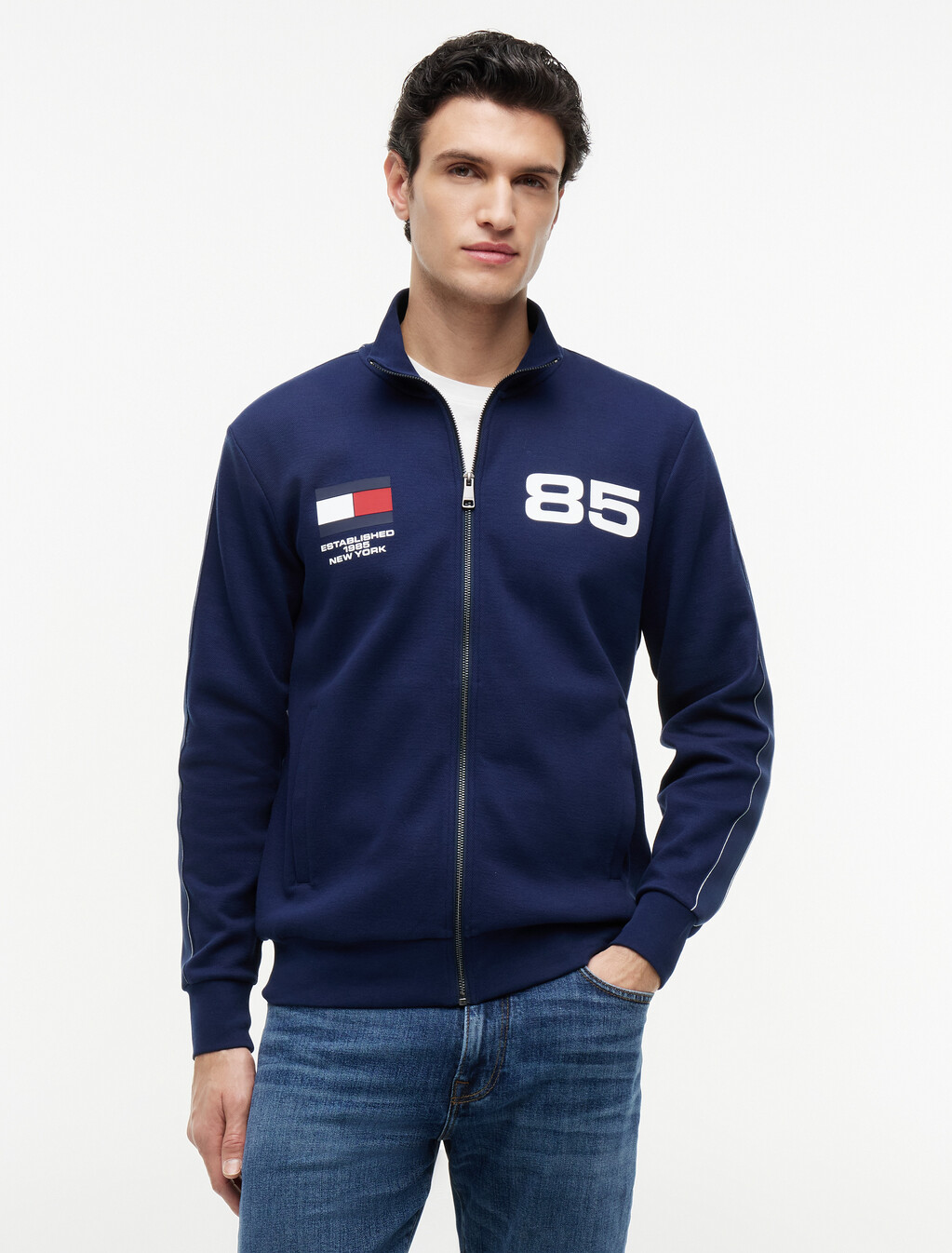 Interlock Knit Track Jacket, Carbon Navy, hi-res
