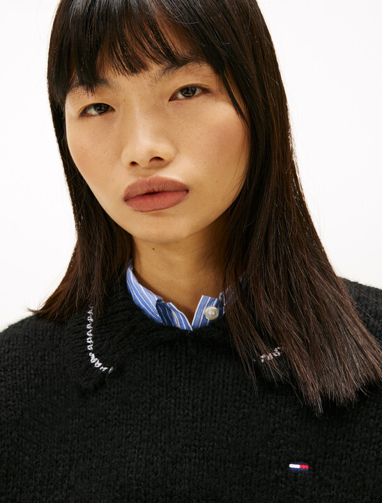 Argyle Oversized Polo Jumper With Alpaca