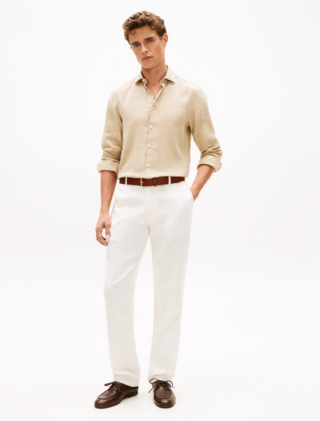 Denton Straight Leg Linen Blend Chinos, Ivory Petal, hi-res
