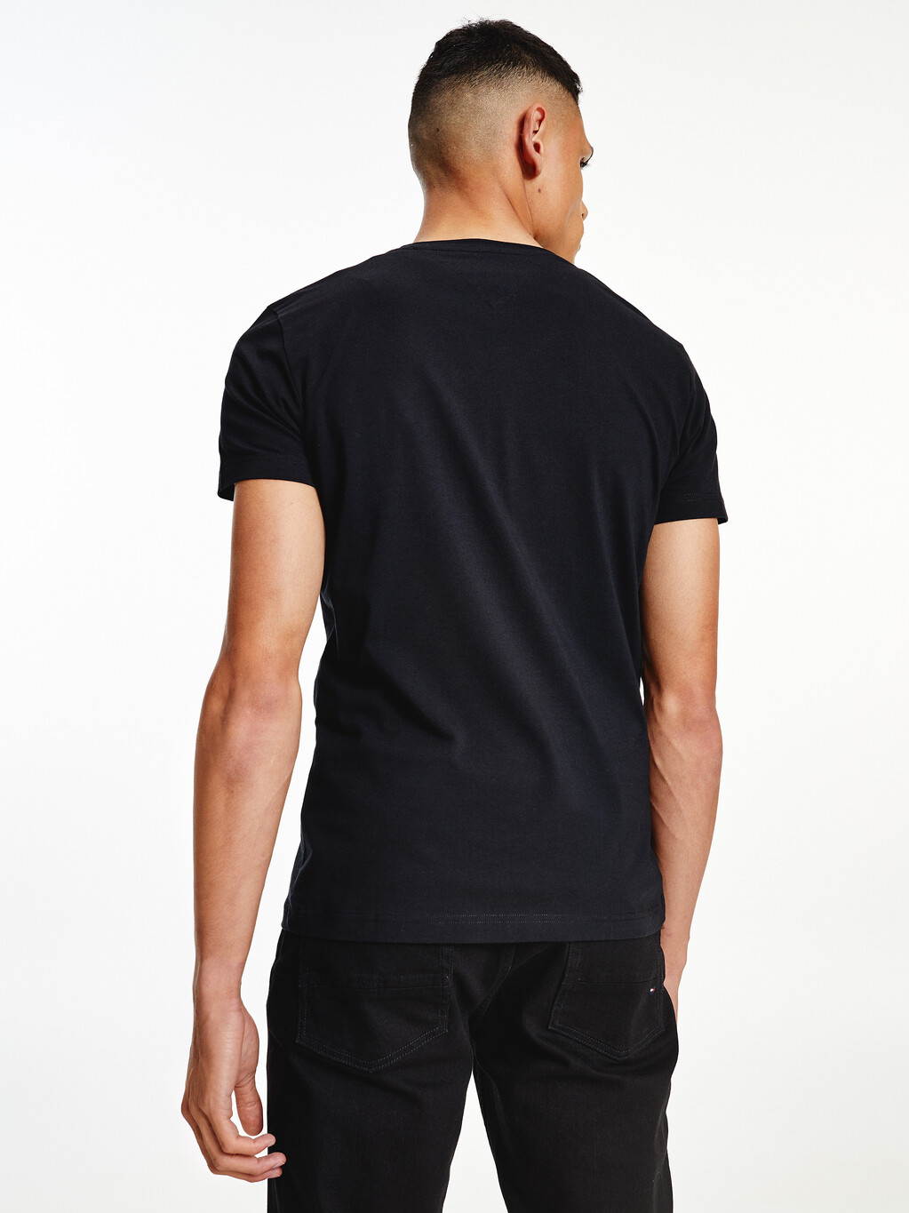 Core Slim V Neck T-Shirt, FLAG BLACK, hi-res