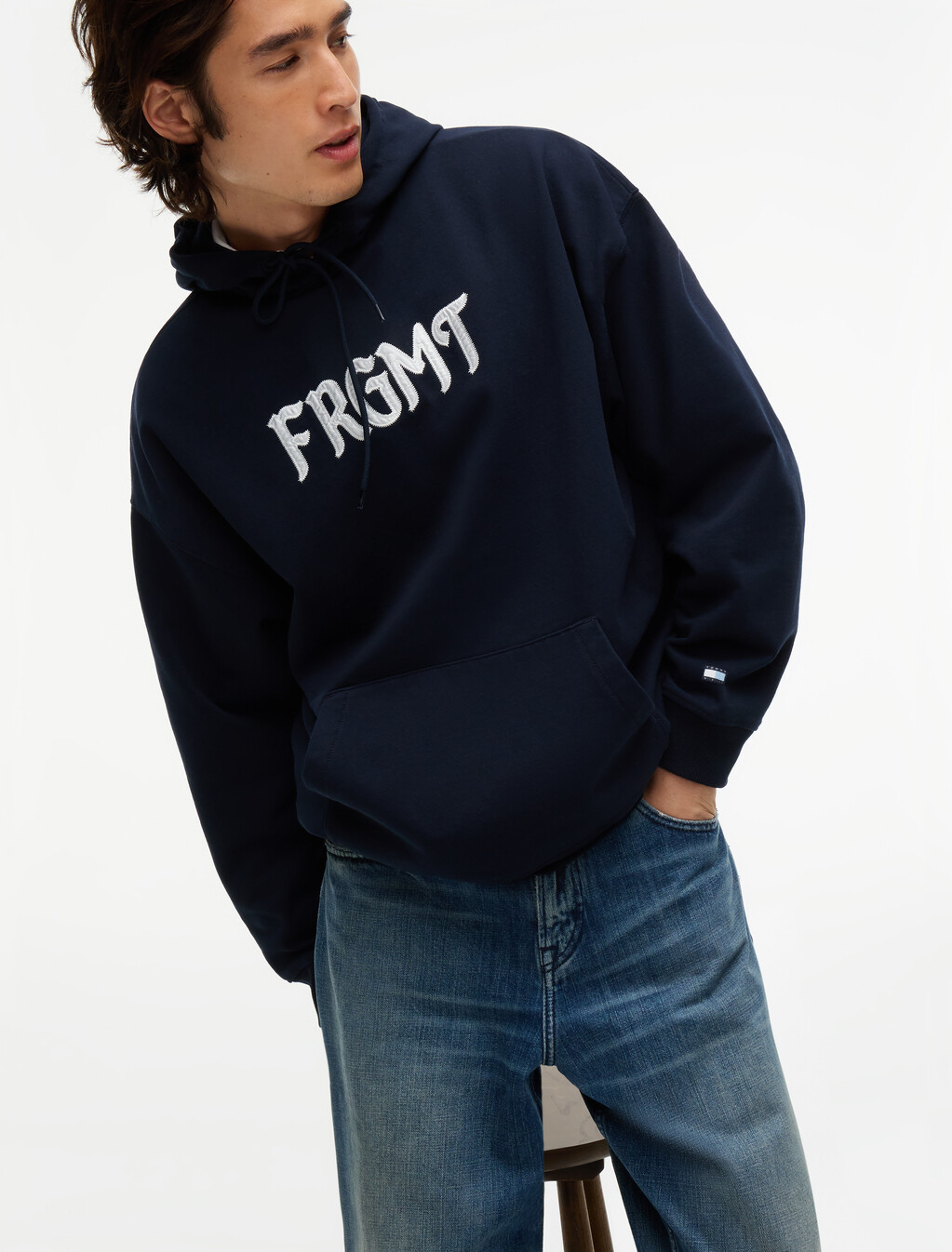 Relaxed Fleece Hoody, Navy Blue, hi-res