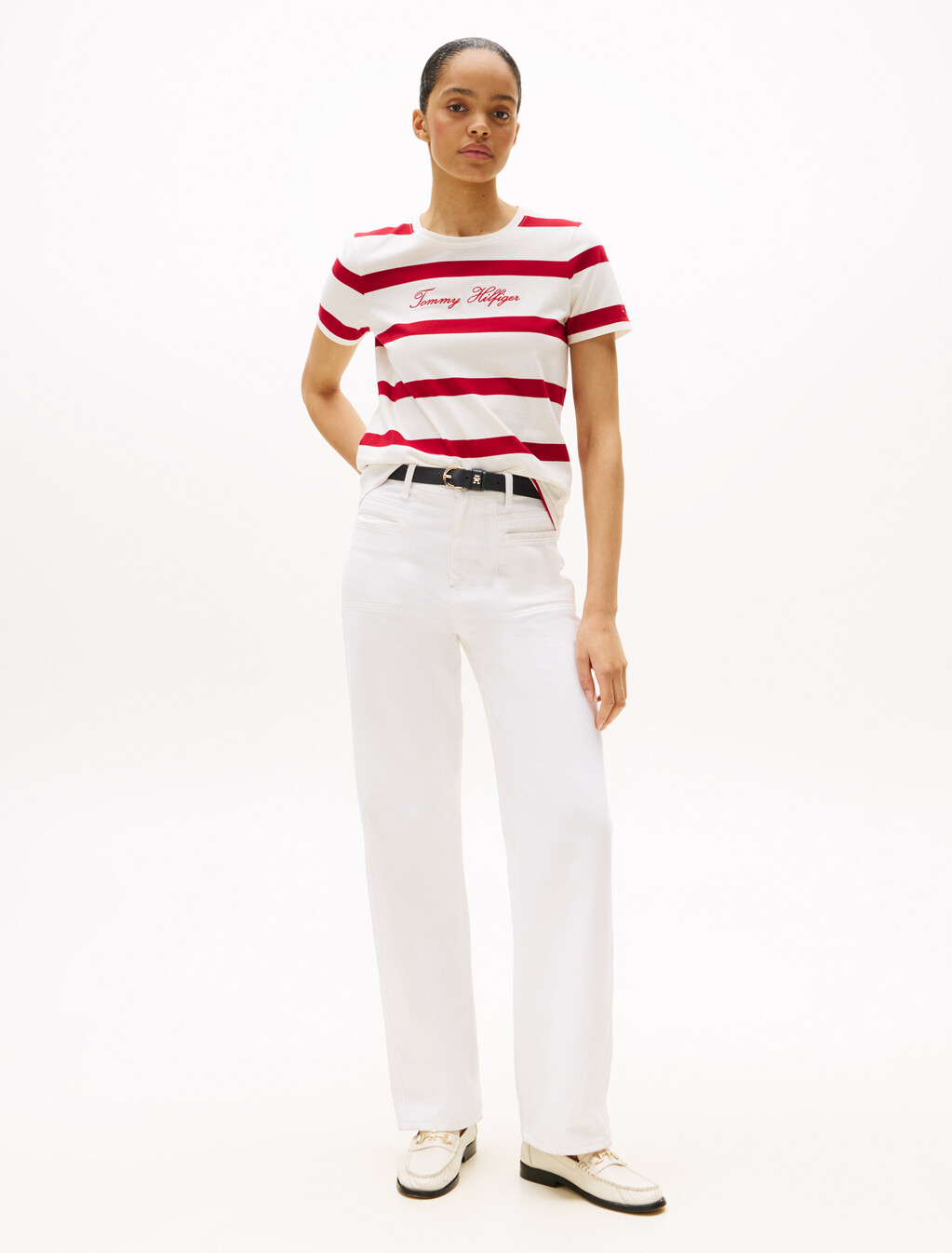 Script Logo Stripe T-Shirt, Breton Stp Iovry / Med Red, hi-res
