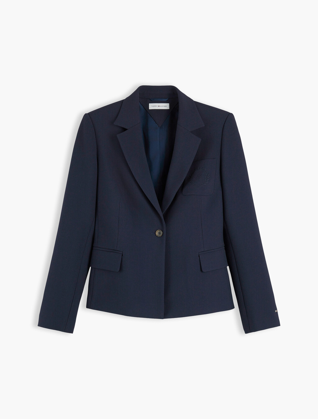Slim Fit Single Breasted Blazer, Dark Blue, hi-res