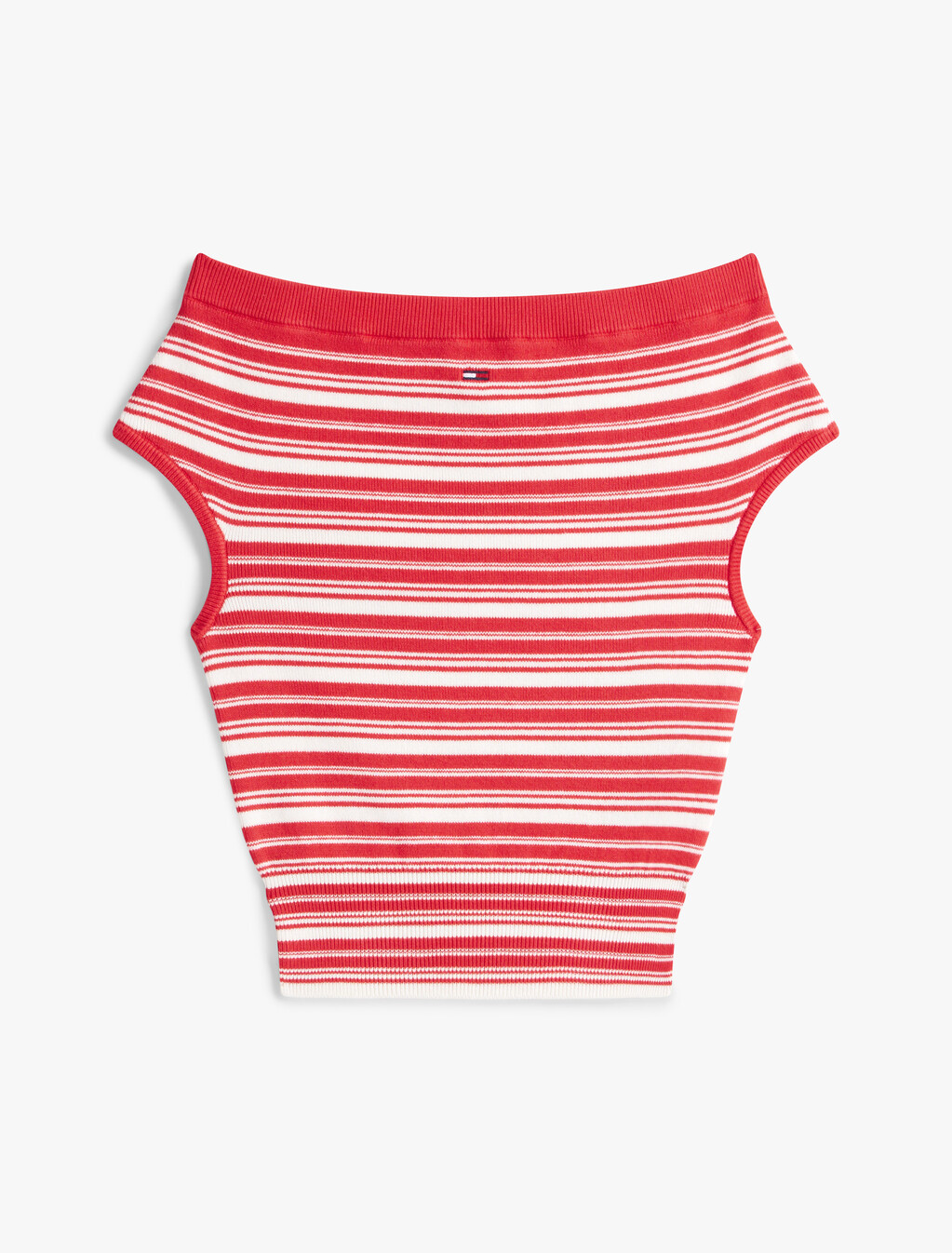 Stripe Off-The-Shoulder Slim Jumper, Red Alert, hi-res