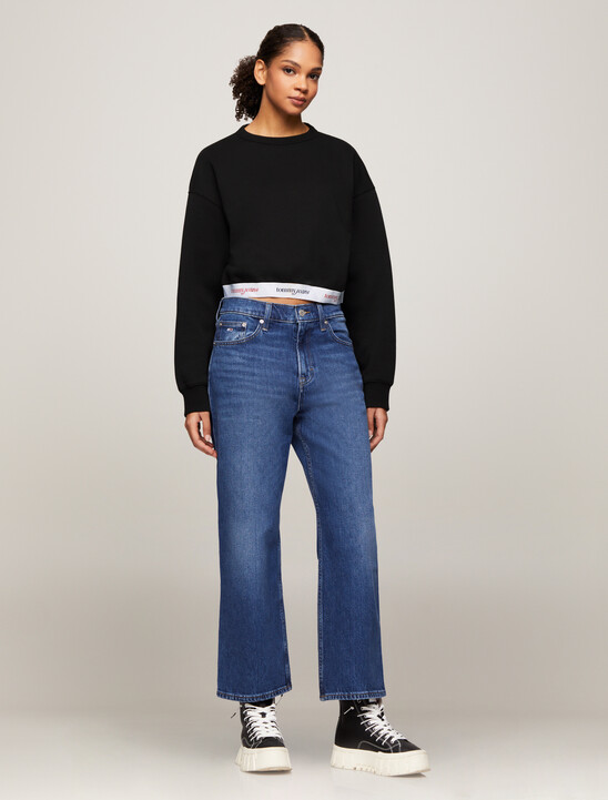 Boxy Cropped Logo Underband Sweatshirt
