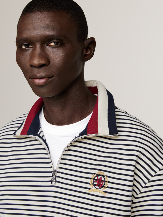 Crest Breton Stripe Half-Zip Sweatshirt