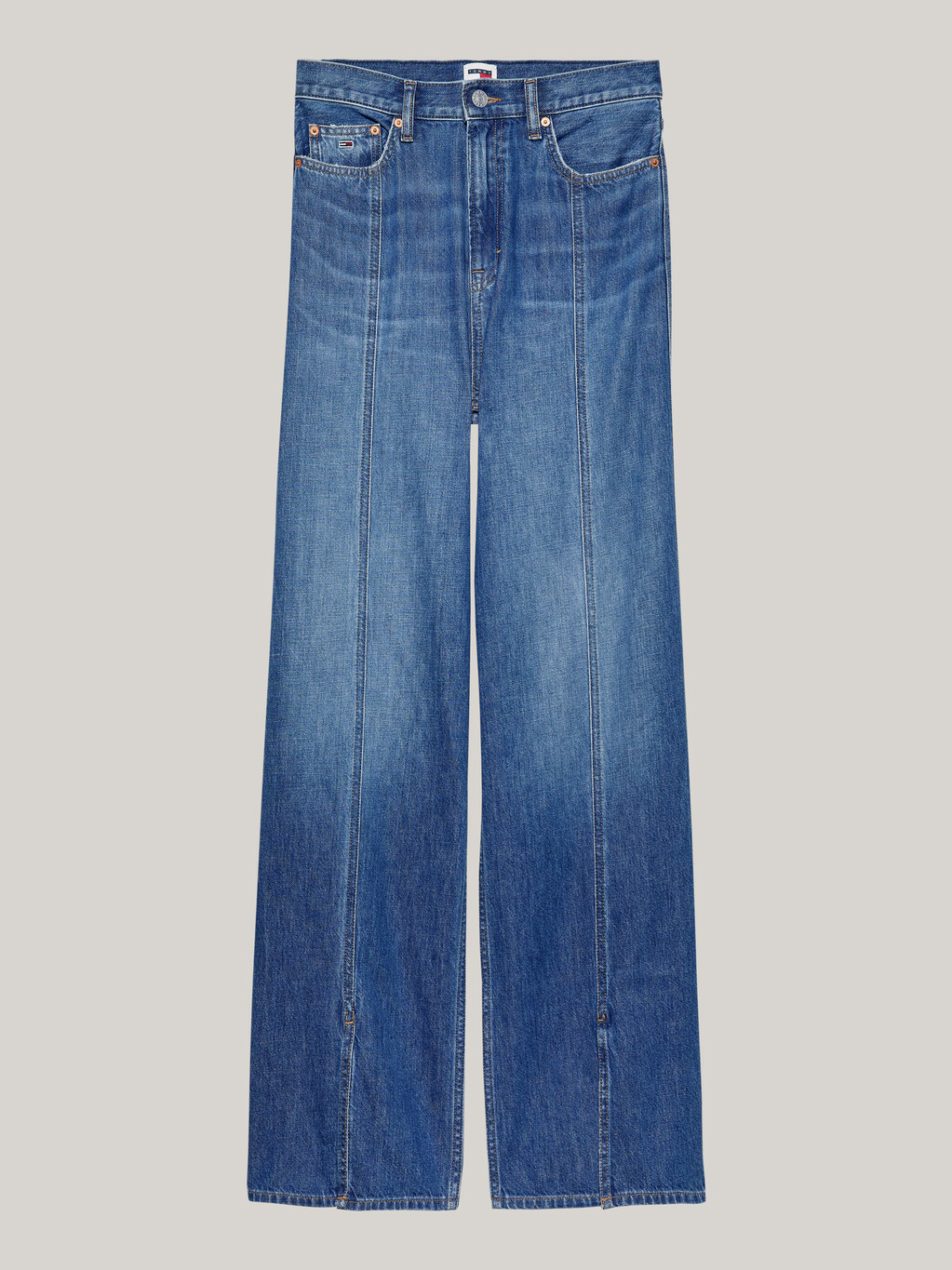 Claire Front Split Wide Leg Jeans, Denim Medium, hi-res