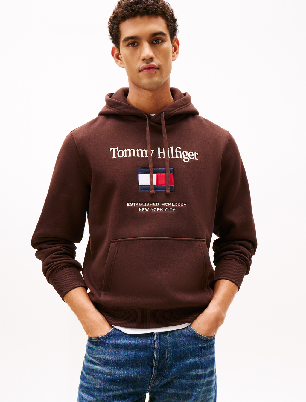 Logo Embroidery Flex Fleece Hoody, Chocolate, hi-res