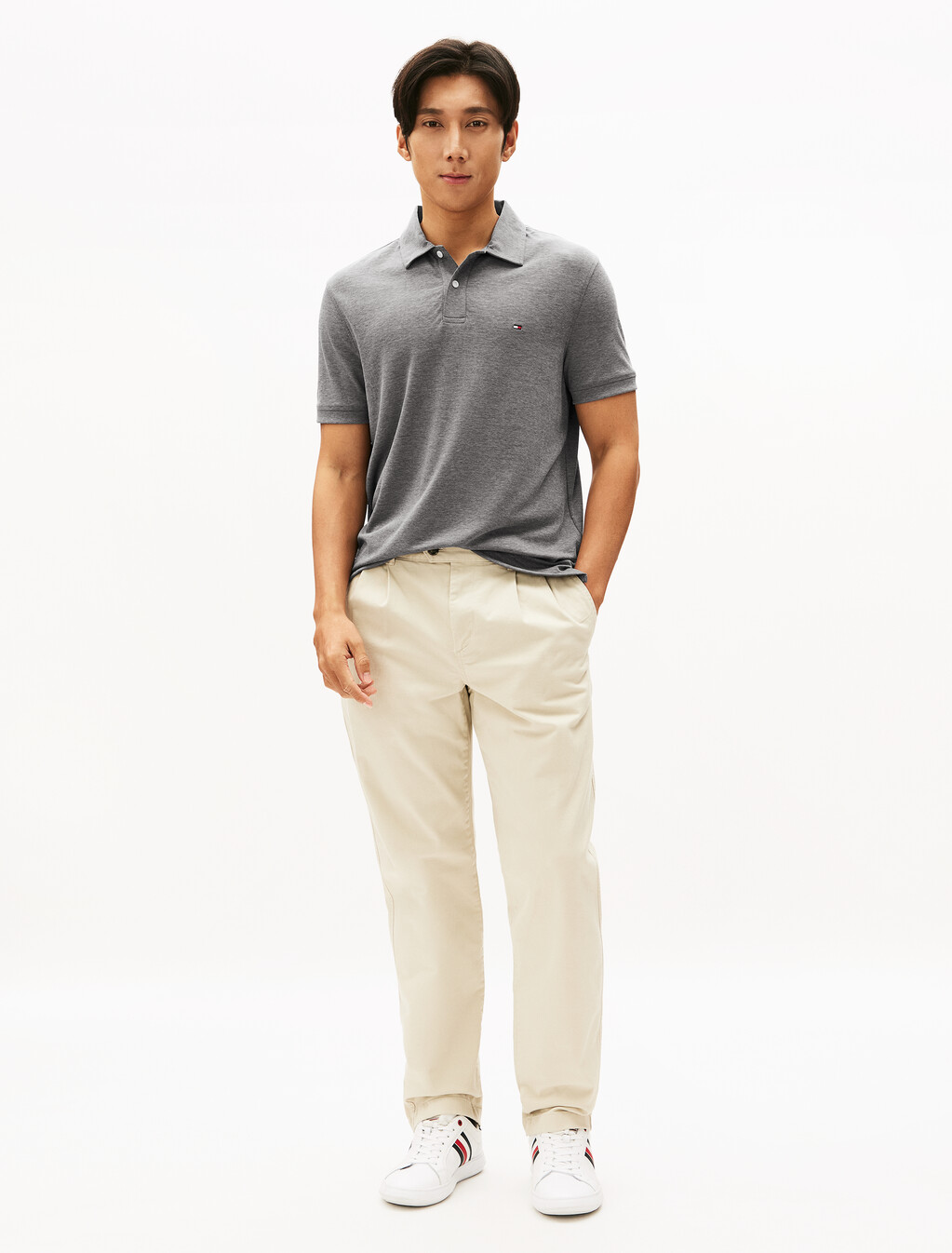 Performance Oxford Polo, Black / White, hi-res
