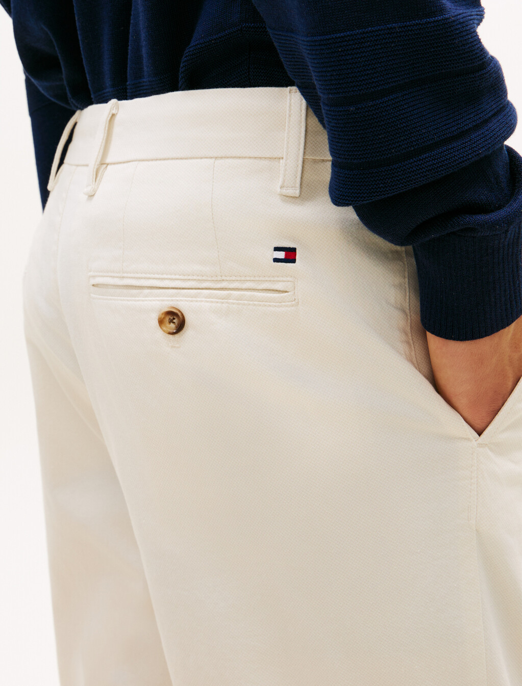 Denton Micro Print Straight Leg Chinos, Ivory Petal, hi-res