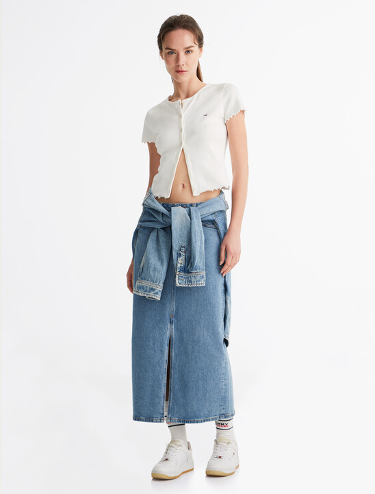 Scallop Trim Rib Knit Top