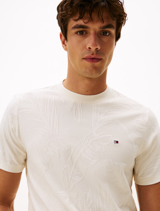 Floral Jacquard T-Shirt, Ivory Petal Floral Jacquard T-Shirt