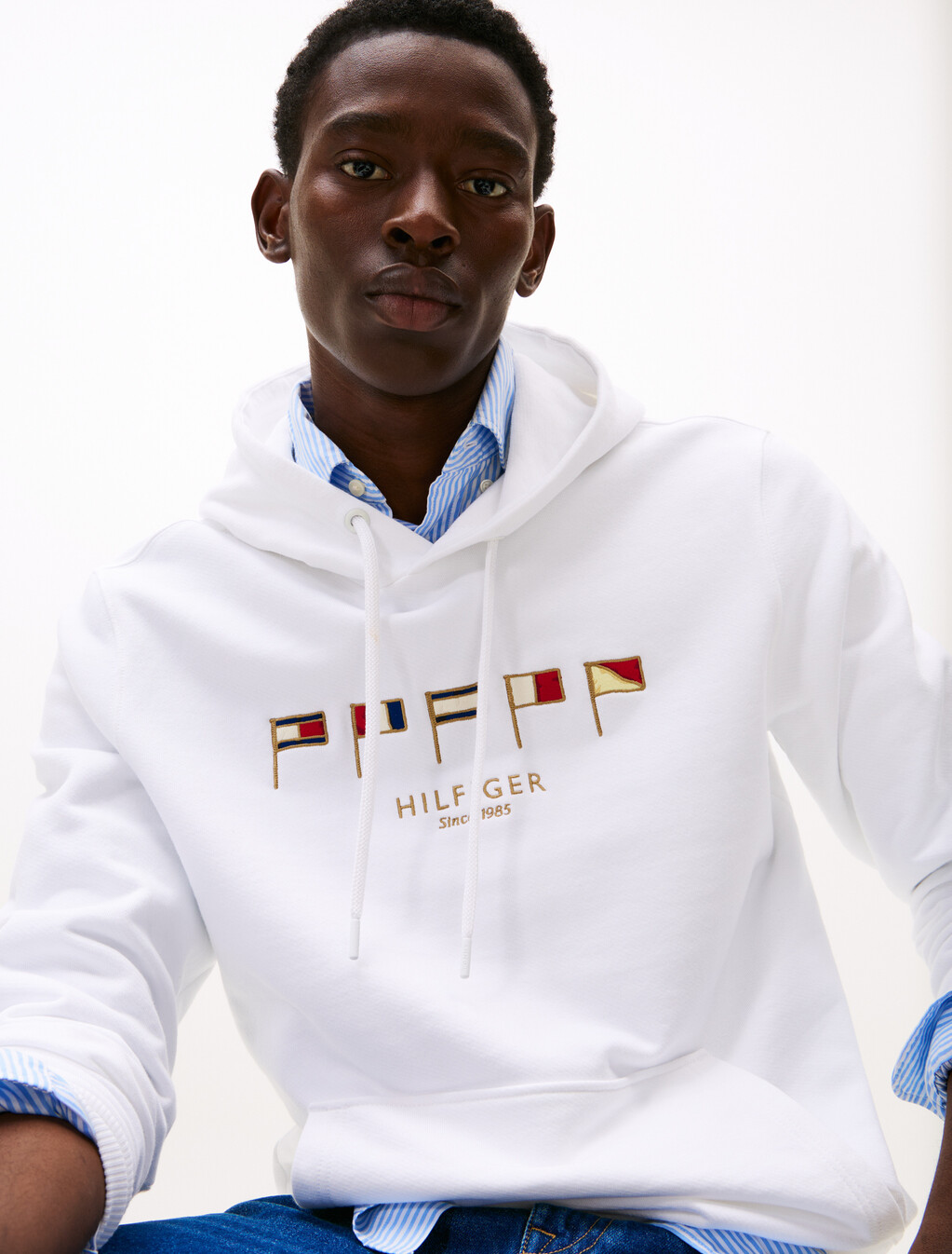 Multi-Flag Embroidery Hoody, White 658 170, hi-res