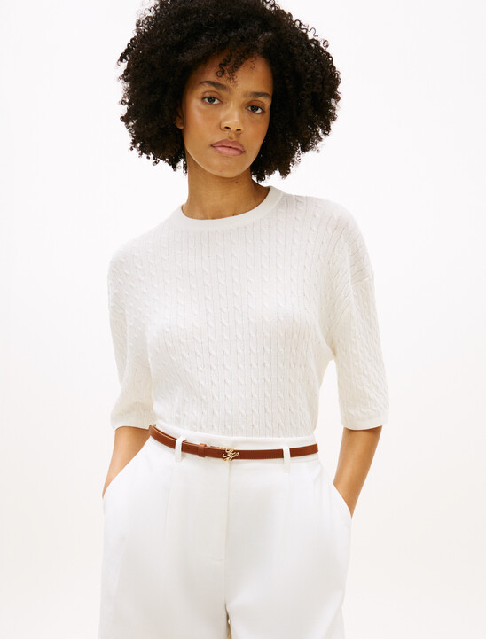 Oversized Cable Knit Short Sleeve Jumper