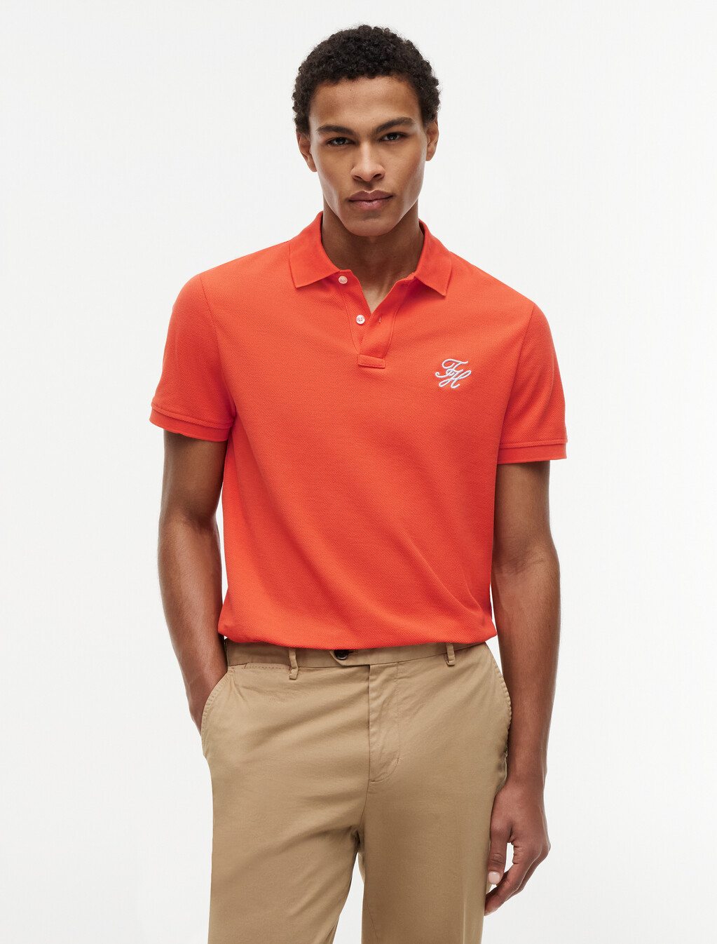 Asia Fit Script Logo Regular Polo, Brilliant Orange, hi-res