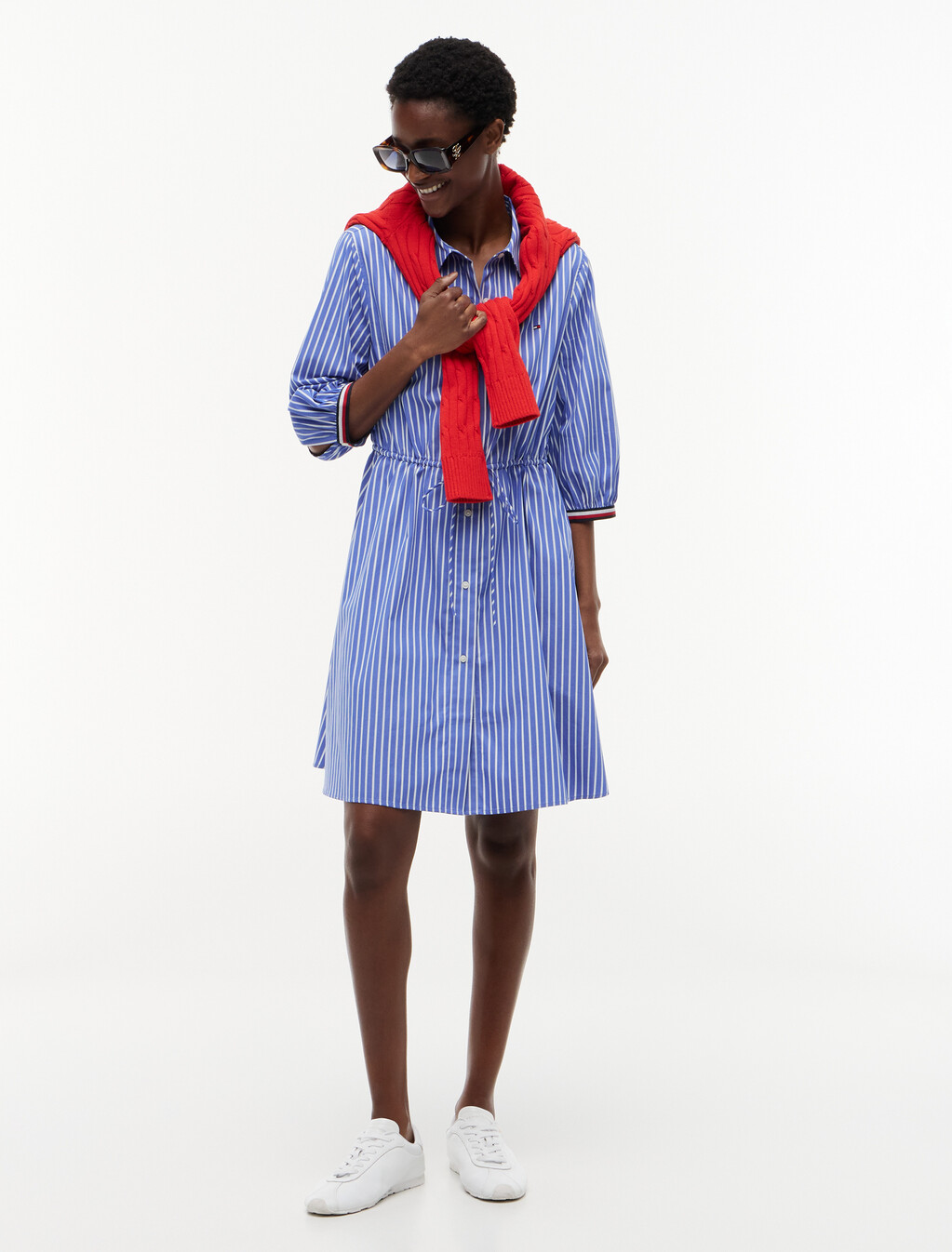 Poplin Relaxed Shirt Dress, Stacking Stp/ Verona Blue, hi-res