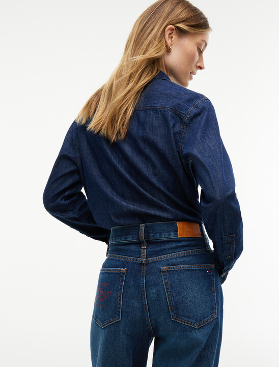 Sarah High Rise Straight Faded Jeans
