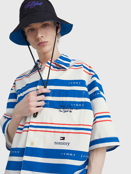 DUAL GENDER MIXED STRIPE BOWLING SHIRT