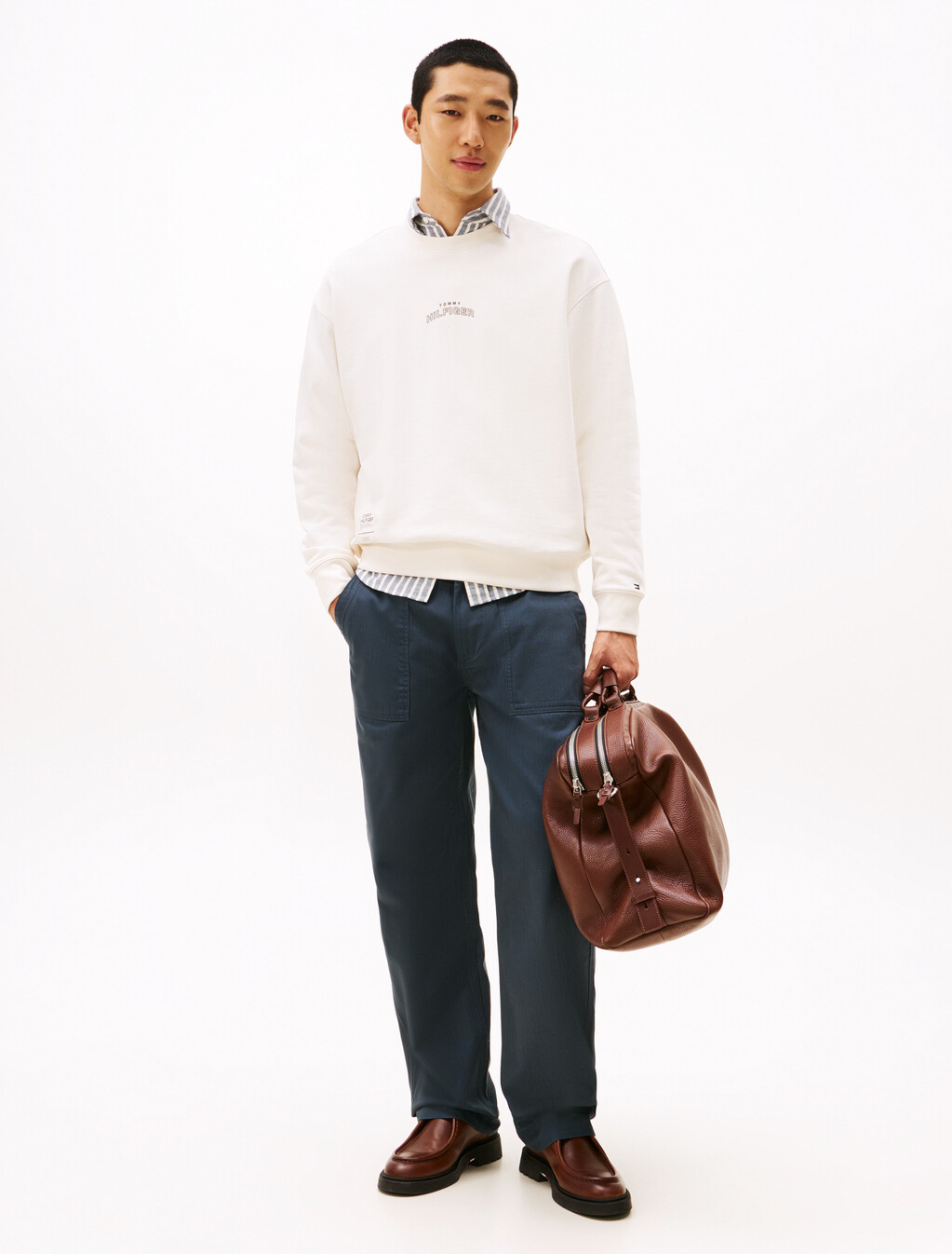 Heavy Twill Crewneck Sweatshirt, Ivory Petal, hi-res