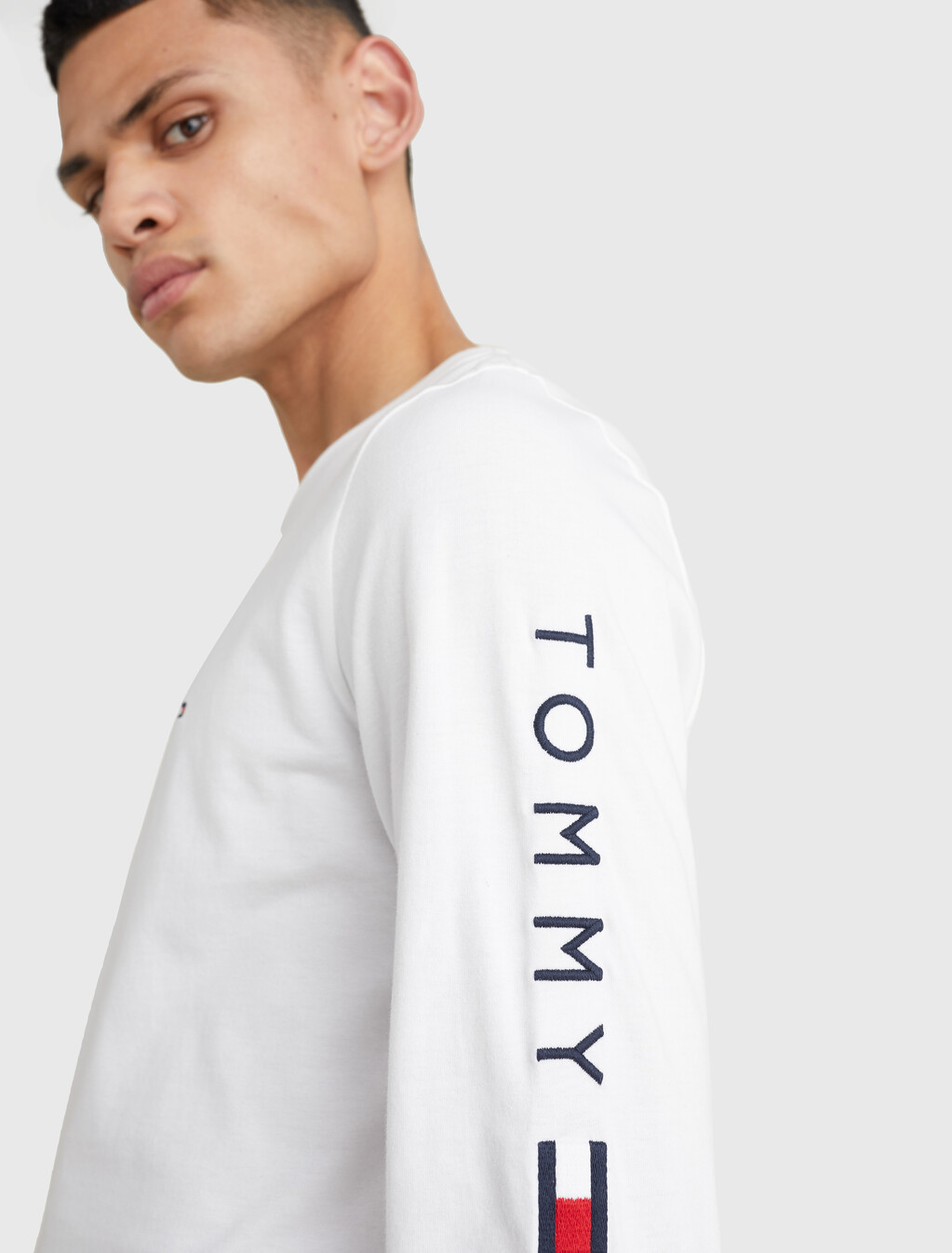 Organic Jersey Logo Long Sleeve T-Shirt, White, hi-res