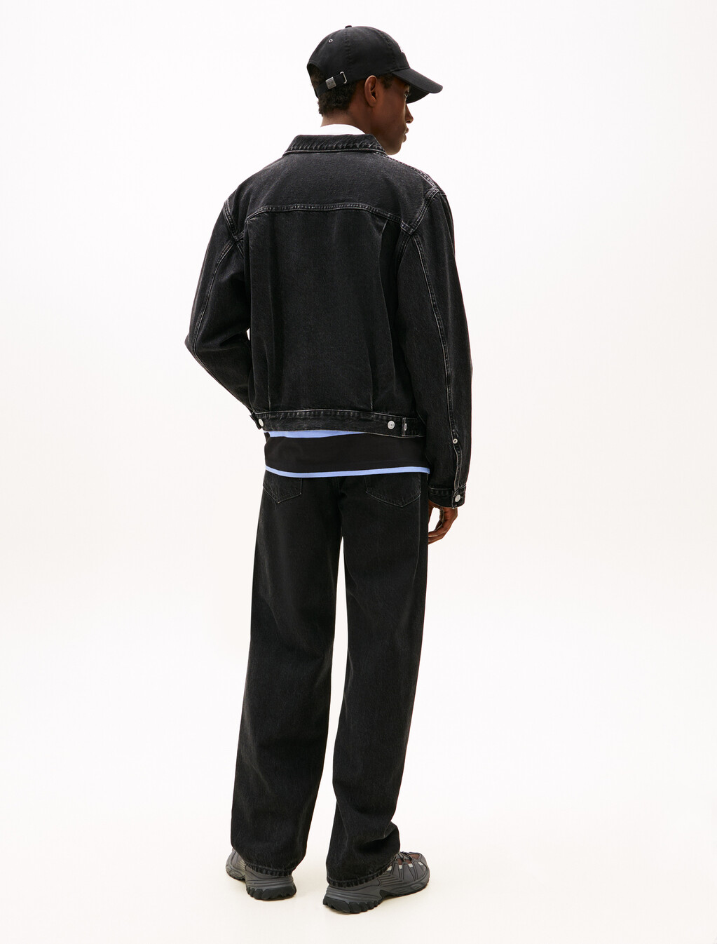 Pleated Cotton Lyocell Denim Jacket, Denim Black, hi-res