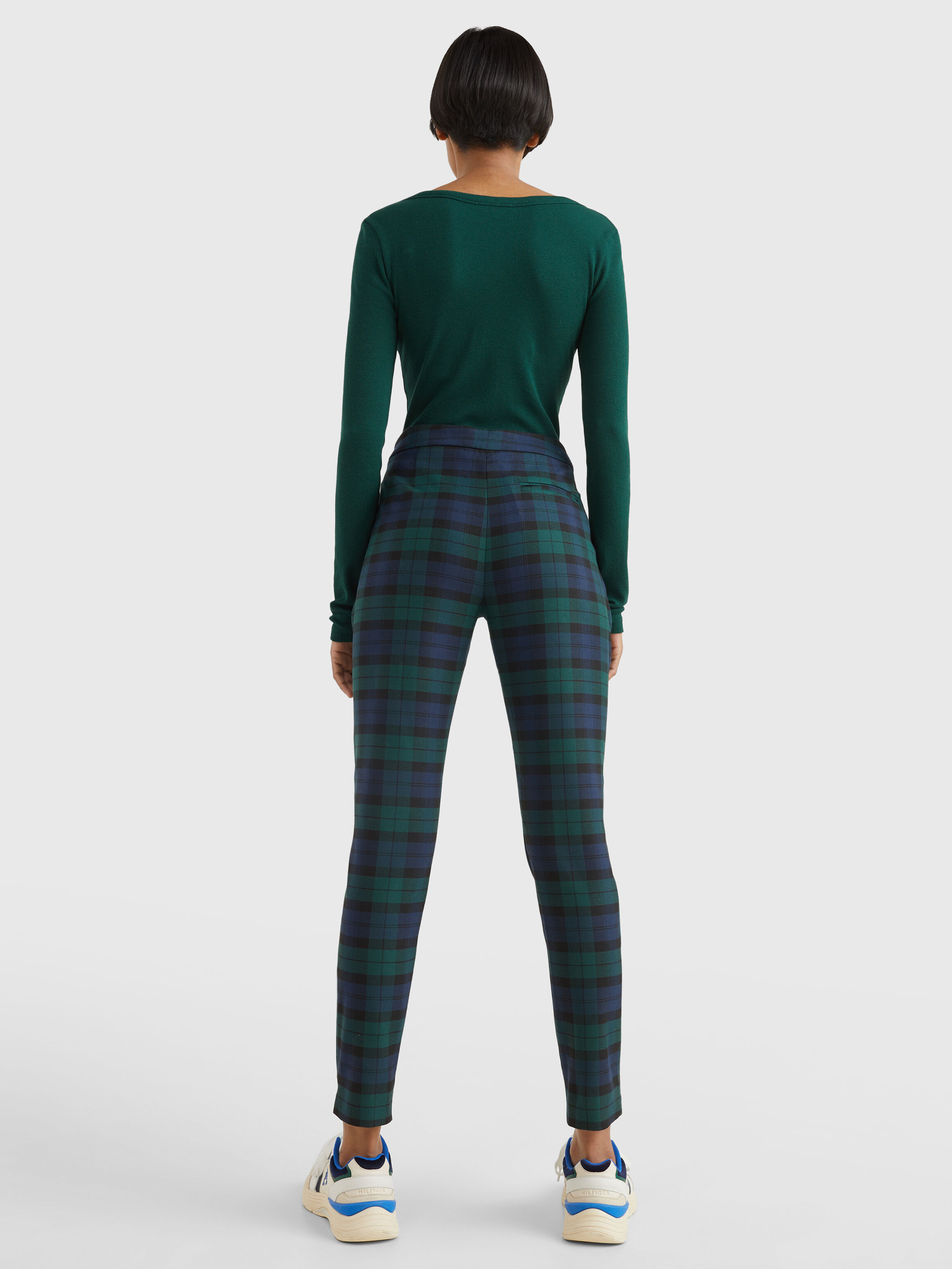 Tailored trousers - Dark brown/Checked - Ladies | H&M