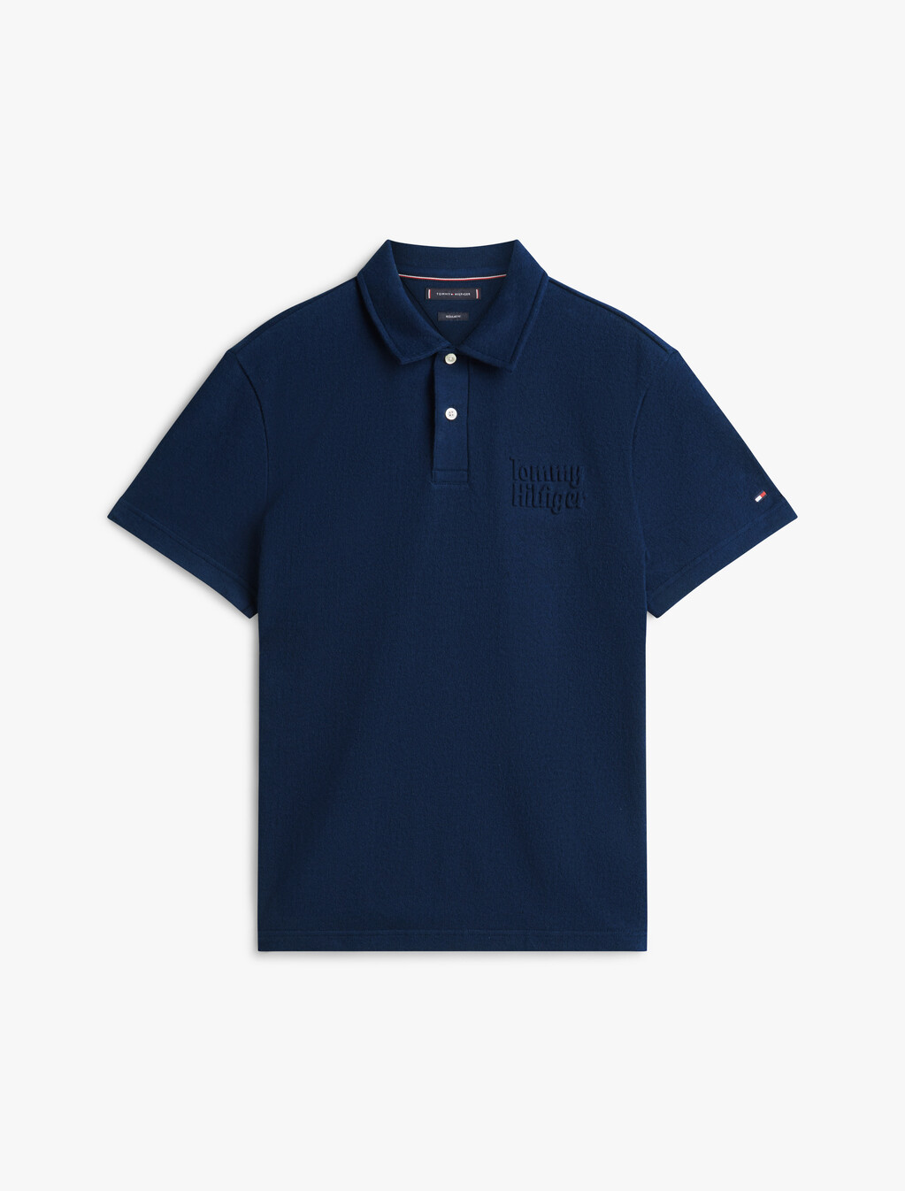 Reverse Terry Embossed Logo Polo, Dark Night Navy, hi-res