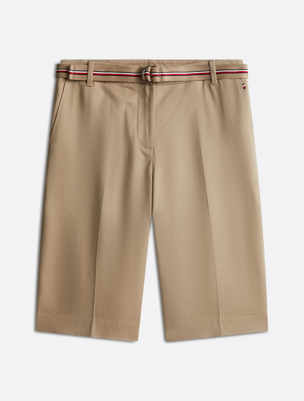 Linen Mix Belted Shorts, Beige, hi-res