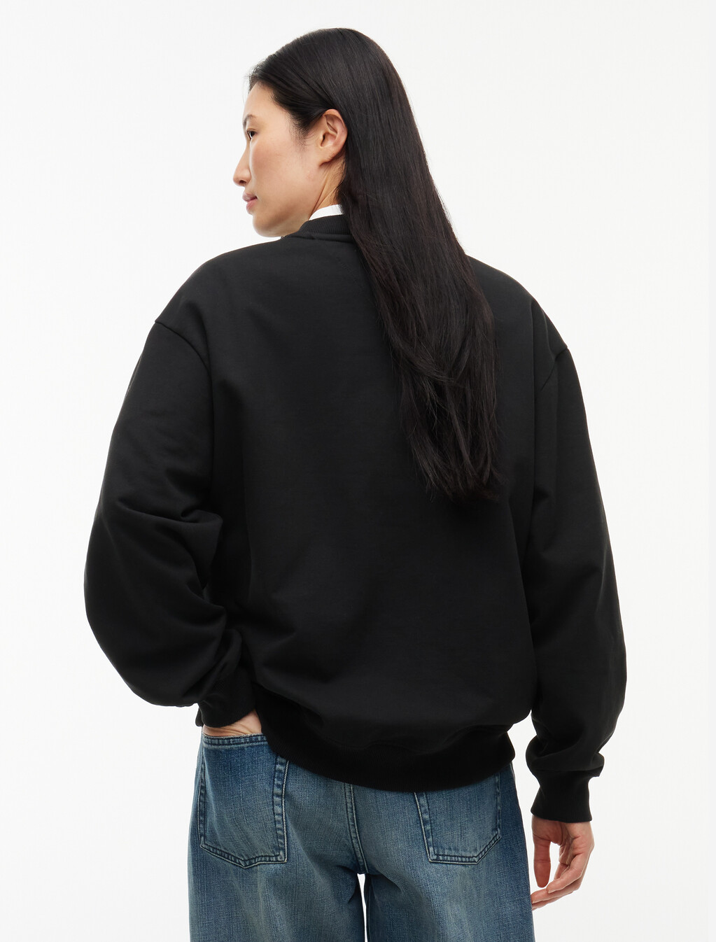 Crest Logo Crew Neck Sweatshirt, Black, hi-res
